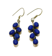 Pair of Sterling Silver Blue Hardstone Chunky Hook Drop Earrings Vintage c1970