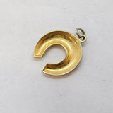 Spanish Toledo Gold Plated Horseshoe Charm Pendant Vintage c1970s