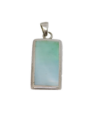 Sterling Silver Iridescent Shell Oblong Pendant Contemporary c1990s