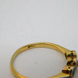 Victorian 18ct Gold, Sapphire & Diamond Three-Stone Ring Antique c1890s
