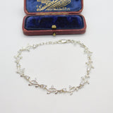 Sterling Silver Diamond Paste Set Wreath Leaf Form Bracelet Vintage c1980
