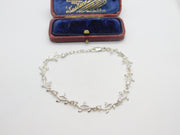 Sterling Silver Diamond Paste Set Wreath Leaf Form Bracelet Vintage c1980