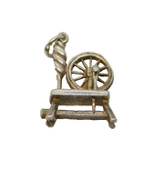 Sterling Silver Wool Spinning Wheel Charm Pendant Vintage c1970