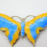 Sterling Silver & Colourful Enamel Butterfly Brooch Pin Antique c1940 Art Deco