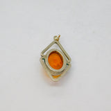 Sterling Silver Baltic Amber Modernist Studio Charm Pendant Vintage c1970s