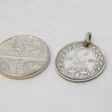 Sterling Silver Queen Victoria 1884 Threepence Coin Charm Pendant Antique