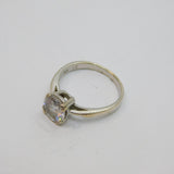 Sterling Silver Large CZ Solitaire Engagement Ring Modern c2000 Size N