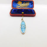 Sterling Silver Dyed Pearl Oval Ocean Swirl Charm Pendant Vintage c1970