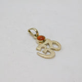 Sterling Silver Ohm Symbol With Baltic Amber Charm Pendant Vintage c1970s