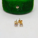 9ct Yellow Gold Paste Set Stud Earrings Vintage c1970