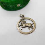 Sterling Silver Aries the Ram Charm Pendant Vintage c1970