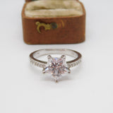 Sterling Silver Star Cut Crystal Solitaire Ring Vintage c1970 Size S UK