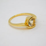 Gold On Sterling Silver White Topaz Solitaire Ring Vintage c1970 Size N 1/2