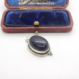 Sterling Silver and Black Onyx Gemstone Charm Pendant Vintage c1970