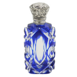 Victorian Sterling Silver & Blue Cut Glass Scent Bottle Antique c1880s
