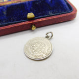 Sterling Silver Threepence Coin Charm Pendant Antique 1940