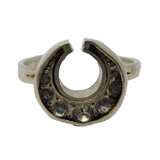 Sterling Silver Graduated Paste Crescent Moon Ring Vintage 1975 London