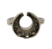 Sterling Silver Graduated Paste Crescent Moon Ring Vintage 1975 London