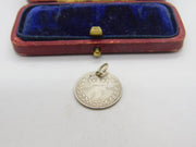 Sterling Silver Queen Victoria Authentic ThreepenceCharm Pendant 1889