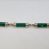 19th Century Scottish Sterling Silver & Malachite Padlock Panel Necklace Antique