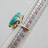 Sterling Silver Turquoise Ellipse Cabochon Dress Ring Vintage c1970 Size N 1/2