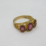Sterling Silver Gilt Triple Almandine Garnet Dress Ring Vintage c1970 Size N 1/2