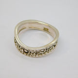 Sterling Silver Circles Pattern Wavy Band Ring Vintage c1970 Size P 1/2