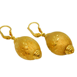 Pair of Gold On Sterling Silver Italian Leverback Drop Earrings Vintage c1980