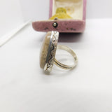Sterling Silver Large Ammonite Fossil Set Statement Ring Vintage c1990