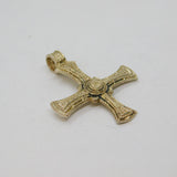 Sterling Silver Textured Patterned Greek Cross Pendant Vintage c1970s