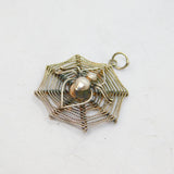 Sterling Silver Spider In A Web Charm Pendant Vintage c1970s