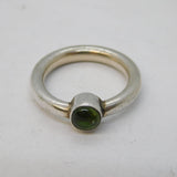 Studio Sterling Silver Peridot Set Dress Ring Vintage c1970s