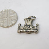 Sterling Silver Norwegian Viking Ship Charm Pendant Vintage c1970
