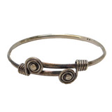 Studio Style Sterling Silver Button Pattern Bangle Bracelet Vintage c1960s