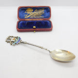 Sterling Silver & Enamel Cardiff Souvenir Spoon 1919 Birmingham Antique