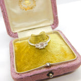 Sterling Silver Three Stone Diamante Ring Vintage c1970 Size P 1/2