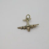 Sterling Silver Aeroplane Charm Pendant Vintage c1970