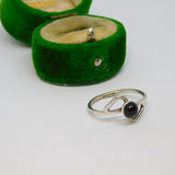 Sterling Silver Round Black Onyx Studio Style Ring Vintage c1970 Size O