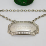 Sterling Silver Line Pattern Sherry Decanter Label Vintage 1960 Birmingham