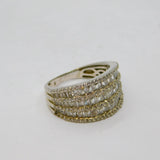 Sterling Silver Three Tier CZ Art Deco Style Dress Ring Modern c1990 Size O 1/2
