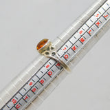 Sterling Silver Oval Baltic Amber Studio Style Ring Vintage c1970 Size O 1/2