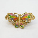 800 Grade Silver & Enamel Filigree Form Butterfly Brooch Vintage