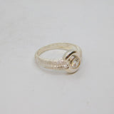 Sterling Silver White Topaz Glittery Textured Band Ring Modern c2000 Size Q 1/2