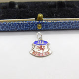 Sterling Silver & Enamel Devon Crest Shield Charm Pendant Vintage c1970