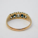 Victorian 9ct Gold, Turquoise & Diamond Boat Ring Antique c1880