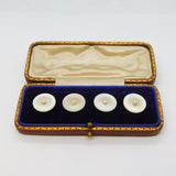 Art Deco Boxed Set of 9ct Gold & Pearl Set Dress Buttons Antique c1920s