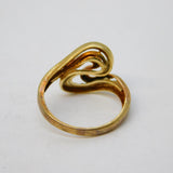 9ct Tri-Colour Gold Modernist Twist Pattern Dress Ring Vintage c1970