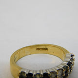 9ct Yellow Gold, Sapphire & Blue-White Topaz Dress Ring Vintage 1996 London