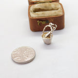 Sterling Silver Champagne Ice Bucket Charm Pendant Vintage c1970
