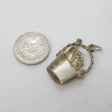 Sterling Silver Champagne Bucket Charm Pendant Vintage c1970s